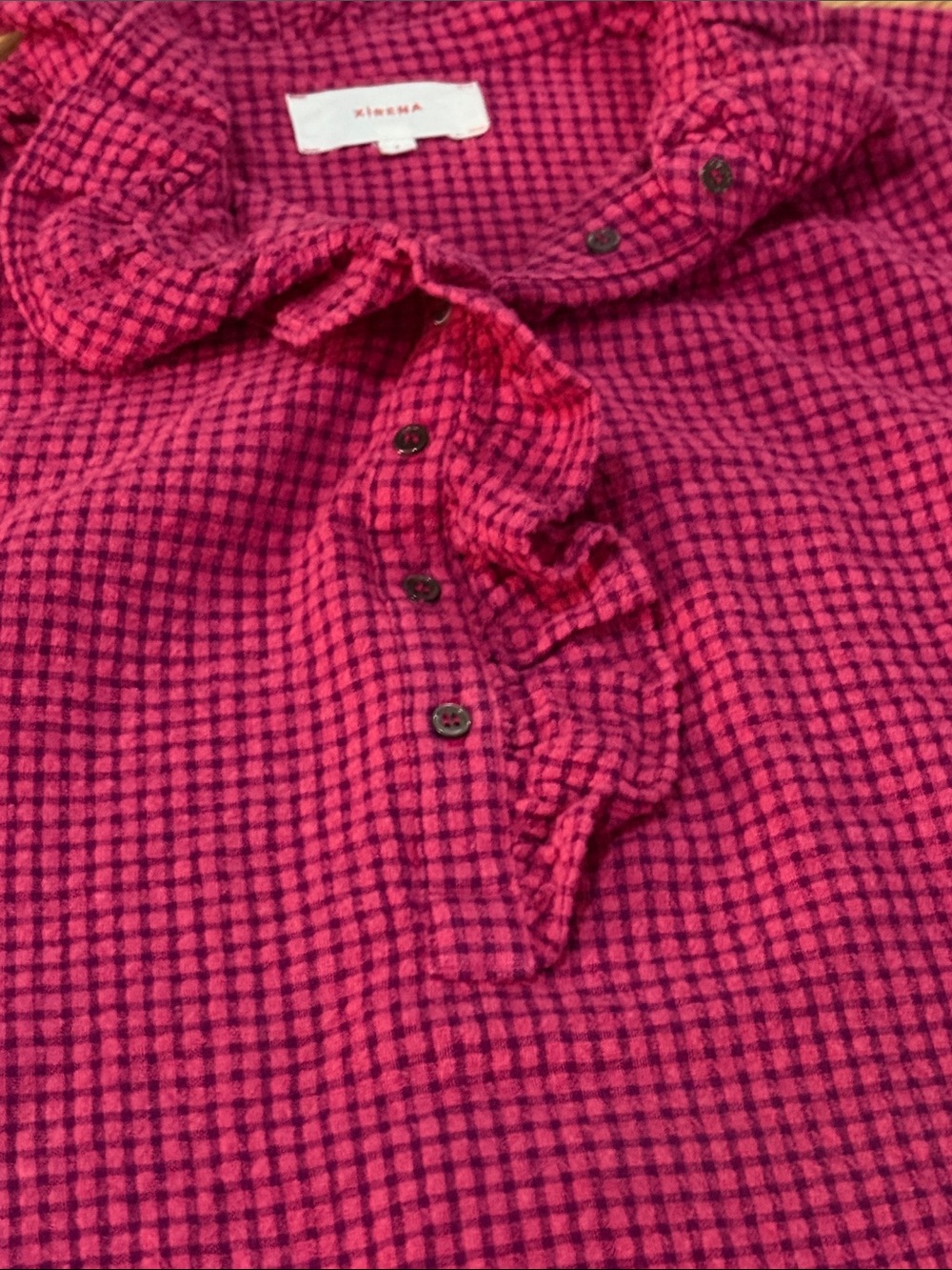 XiRENA Magenta Ruffle-Neck Buttoned Blouse - Picture 3 of 5
